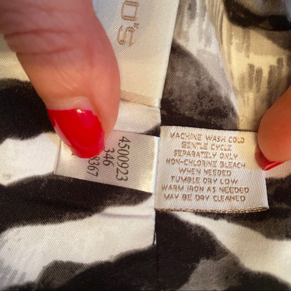 CHICO’S JACKET BLACK WHITE GRAY ZIP FRONT COLLAR POCKETS SIZE 0 S - Picture 8 of 8